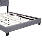 Lit Queen Size rembourré réglable gris de style moderne pour chambre à coucher