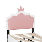 Lit de princesse rembourré avec tête de lit couronne et tiroirs