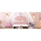 Lit de princesse rembourré avec tête de lit couronne et tiroirs