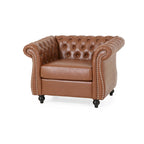 Fauteuil d'appoint en PU capitonné motif Chesterfield