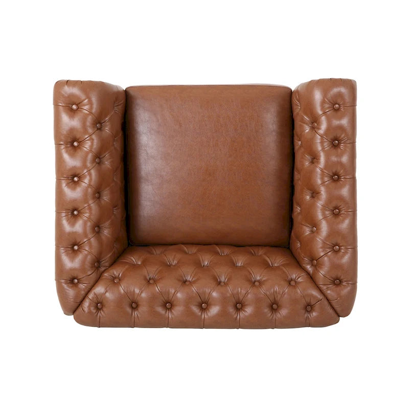 Fauteuil d'appoint en PU capitonné motif Chesterfield
