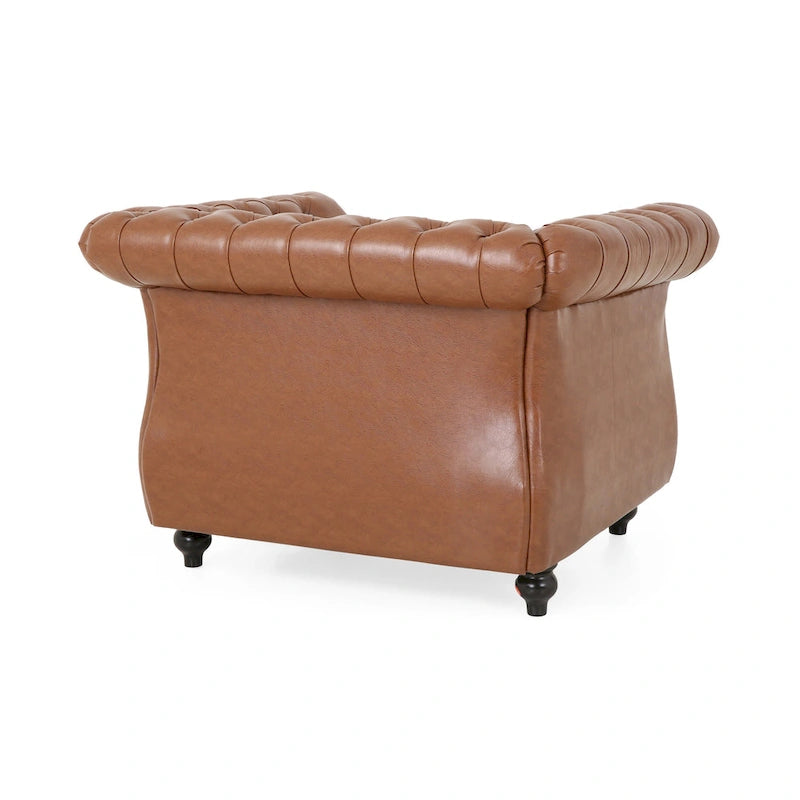 Fauteuil d'appoint en PU capitonné motif Chesterfield