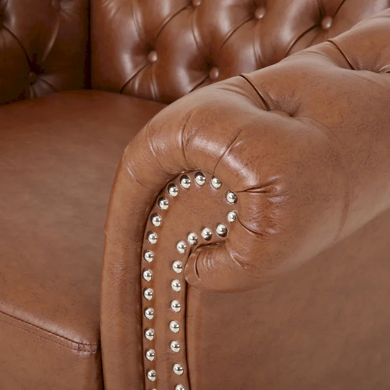 Fauteuil d'appoint en PU capitonné motif Chesterfield