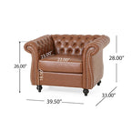 Fauteuil d'appoint en PU capitonné motif Chesterfield