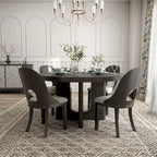 Table à manger ronde Piez moderne en bois massif avec chaises