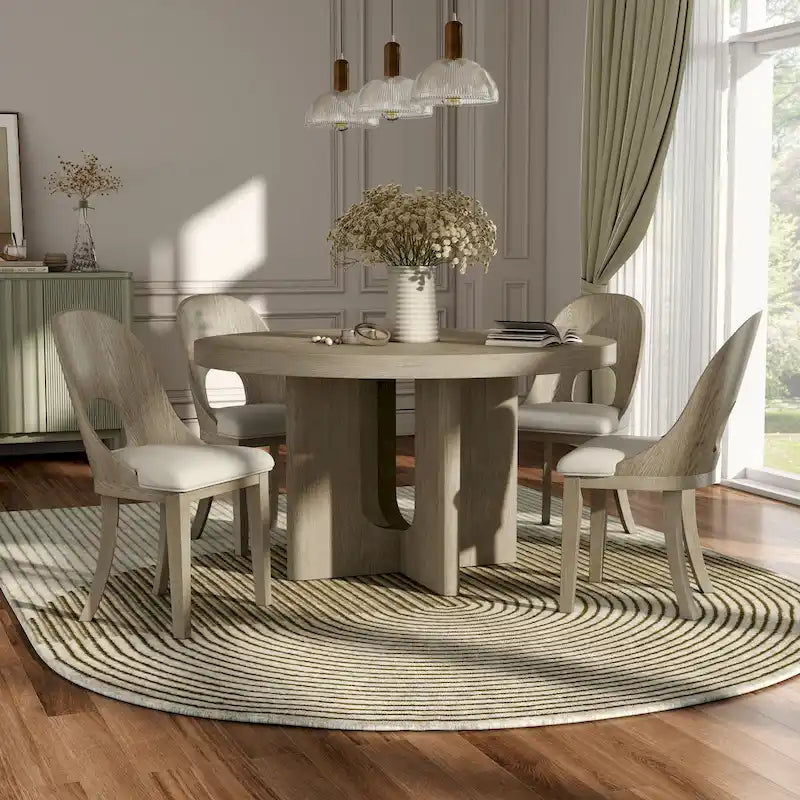  Piez Modern 5-Piece Solid Wood Round Dining Set