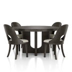Table à manger ronde Piez moderne en bois massif avec chaises