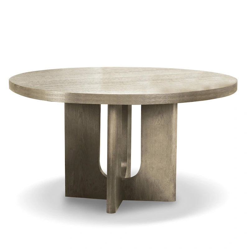 Table à manger ronde Piez moderne en bois massif avec chaises