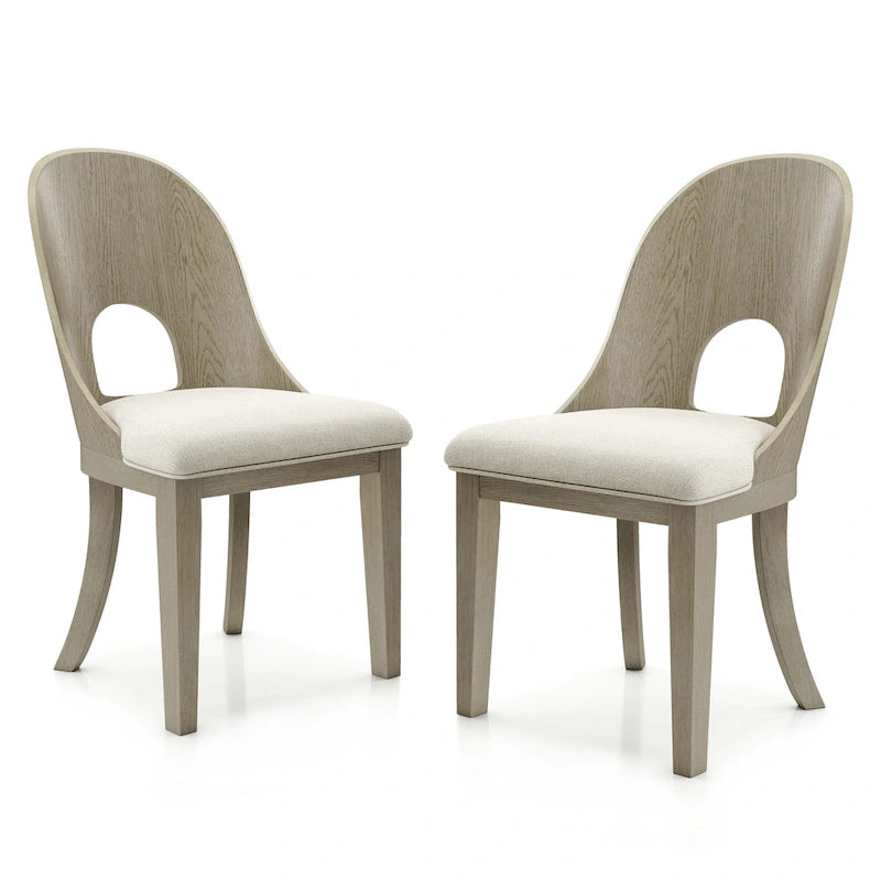 Table à manger ronde Piez moderne en bois massif avec chaises
