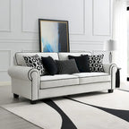 Canapé Anastasia blanc chenille avec coussins décoratifs