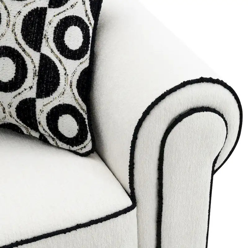 Canapé Anastasia blanc chenille avec coussins décoratifs