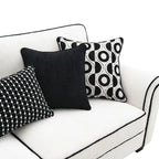 Canapé Anastasia blanc chenille avec coussins décoratifs