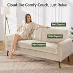 Canapé deux places Mid-Century Modern en velours côtelé de 68 po avec coussin à ressorts