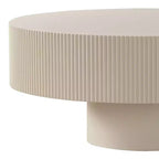 Maxax Table basse ronde moderne blanche, table d'appoint en bois de 34,25 pouces. Table basse d'appoint contemporaine pour salon, appartement, bureau