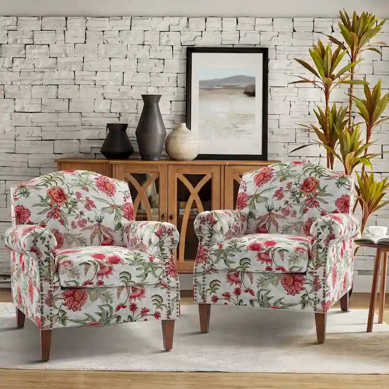 Fauteuil de salon Giampiero avec garniture cloutée (lot de 2) par HULALA HOME
