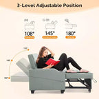 Canapé-lit convertible inclinable en cuir rembourré anti-griffes pour petits espaces avec coussins