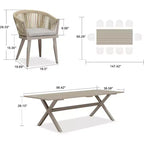 Ensemble de salle à manger d'extérieur PURPLE LEAF avec table à manger en aluminium et chaises en rotin tressé