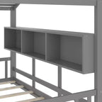Lit cabane au sol simple, lit Montessori pour enfants avec étagère de rangement et toit