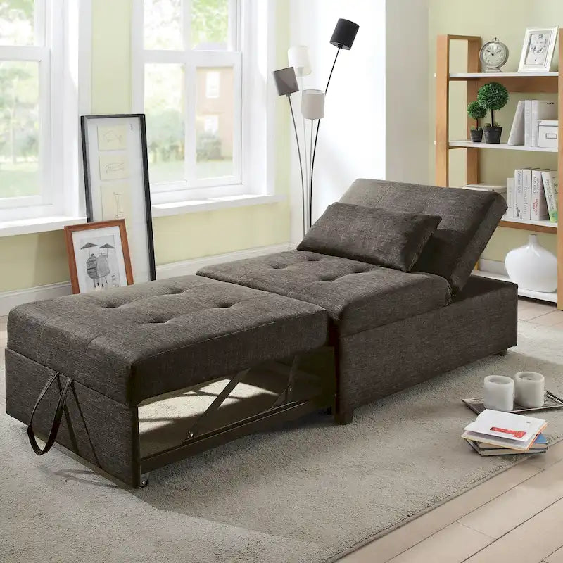 Fauteuil futon convertible capitonné en tissu contemporain Jave par Furniture of America