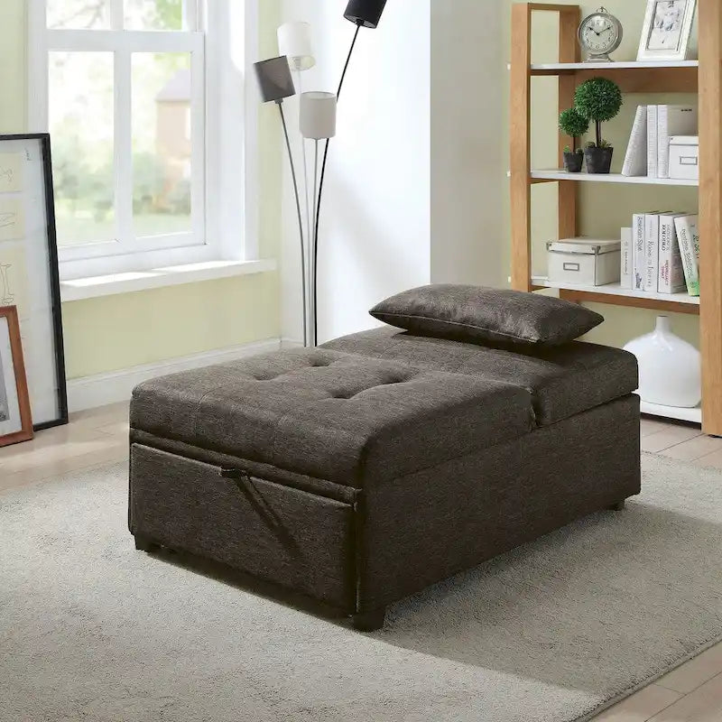 Fauteuil futon convertible capitonné en tissu contemporain Jave par Furniture of America