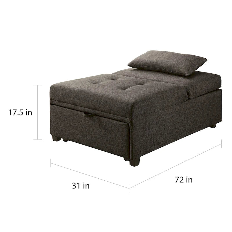 Fauteuil futon convertible capitonné en tissu contemporain Jave par Furniture of America