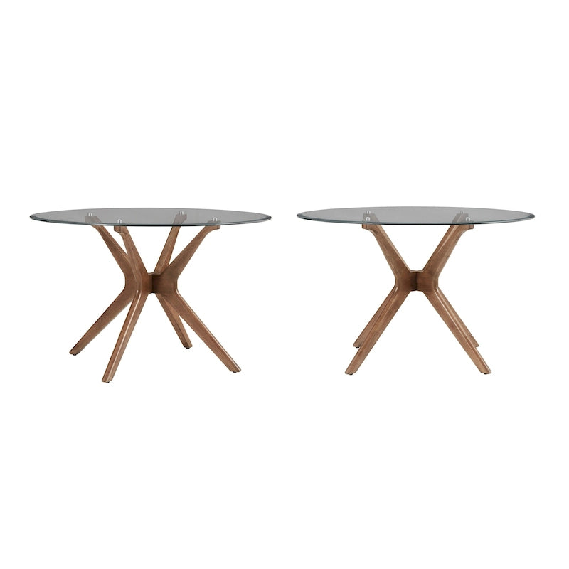Table à manger ronde Sylvestria au fini noyer du milieu du siècle