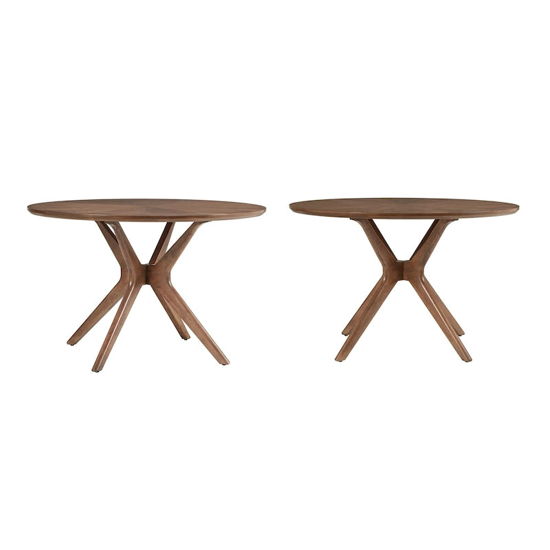 Table à manger ronde Sylvestria au fini noyer du milieu du siècle