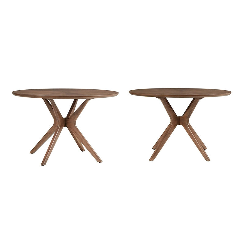Table à manger ronde Sylvestria au fini noyer du milieu du siècle