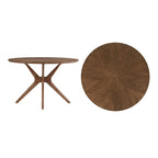 Table à manger ronde Sylvestria au fini noyer du milieu du siècle