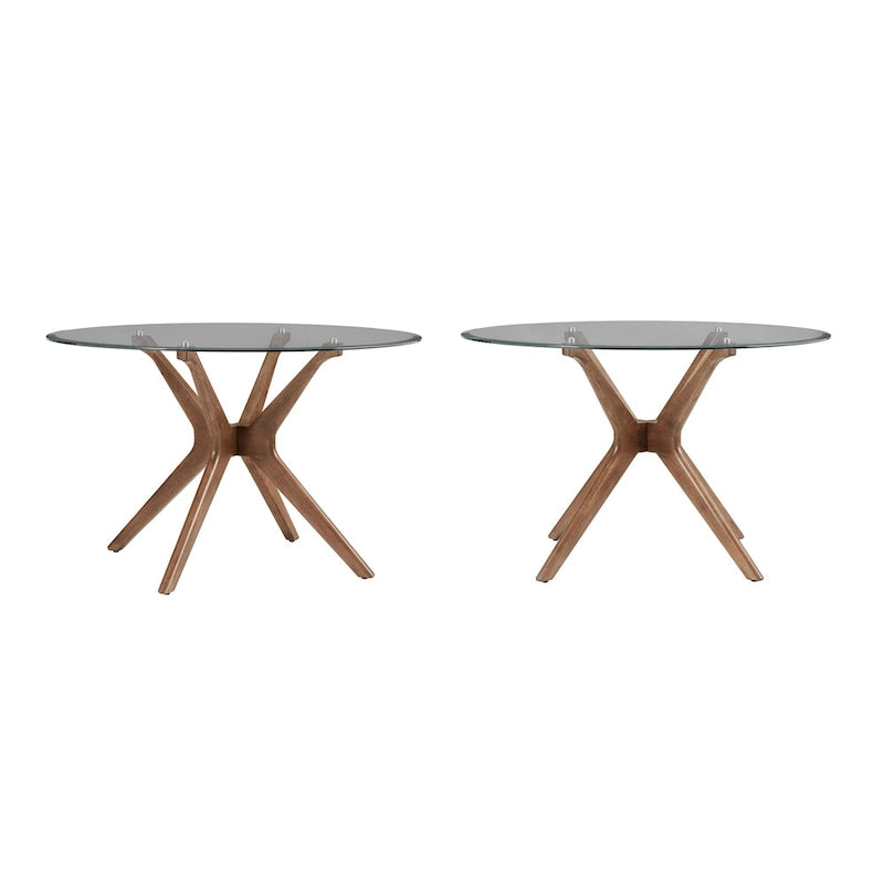 Table à manger ronde Sylvestria au fini noyer du milieu du siècle