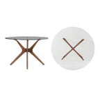 Table à manger ronde Sylvestria au fini noyer du milieu du siècle