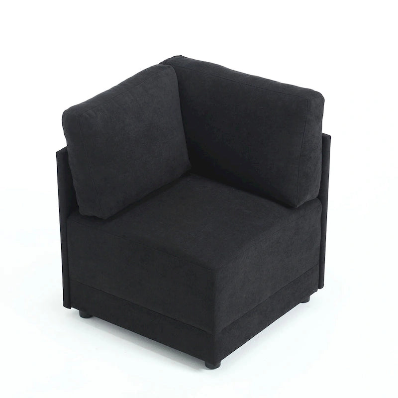 Canapé d'angle modulable réversible en lin