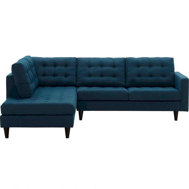 2 Piece Upholstered Fabric Left Facing Bumper Sectional