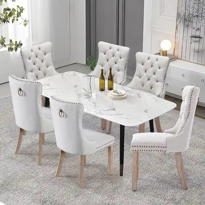 Chaise de salle à manger capitonnée en velours avec pieds en bois massif