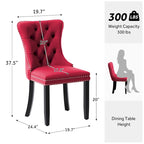 Chaise de salle à manger capitonnée en velours avec pieds en bois massif