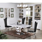  Luxe White Genuine Marble 5pc Dining Set