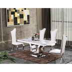 Table à manger de luxe en marbre véritable blanc avec chaises