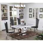 Table à manger de luxe en marbre véritable blanc avec chaises