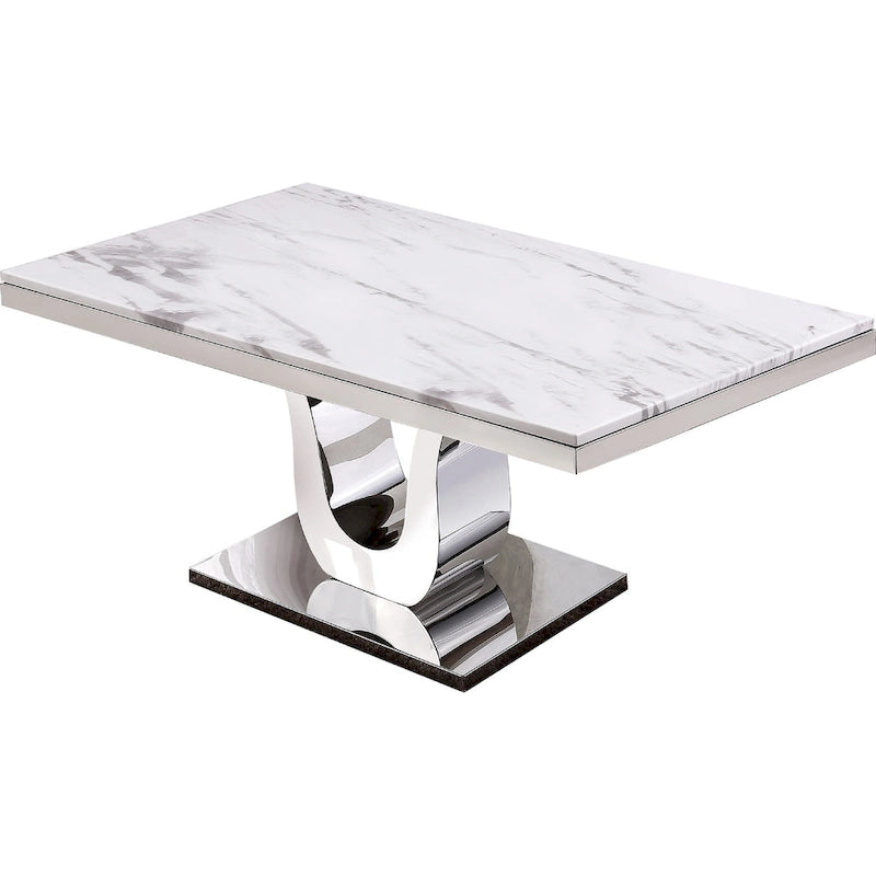 Table à manger de luxe en marbre véritable blanc avec chaises