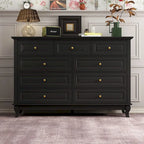 Commode à 9 tiroirs avec pieds en bois massif, console en laque