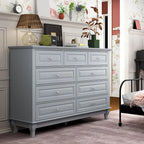 Commode à 9 tiroirs avec pieds en bois massif, console en laque