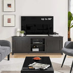 Meuble TV 70" avec étagères et portes - Noir