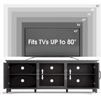 Meuble TV 70" avec étagères et portes - Noir