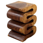 Table d'appoint Serpent Wood Wave Verve Accent 12x14x20 po H Huile de Noyer - 12 x 14 x 20