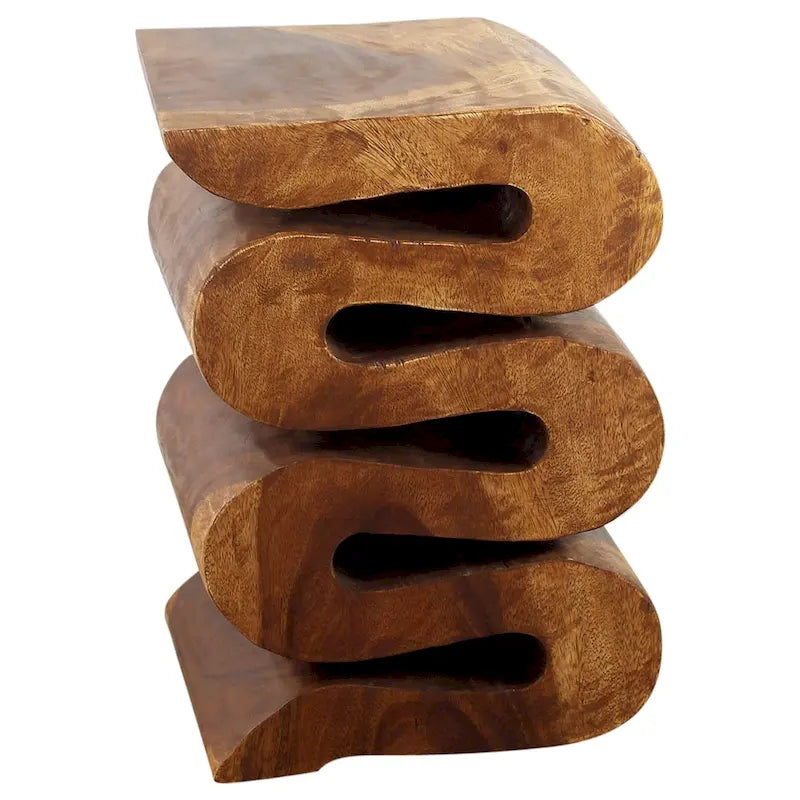 Table d'appoint Serpent Wood Wave Verve Accent 12x14x20 po H Huile de Noyer - 12 x 14 x 20