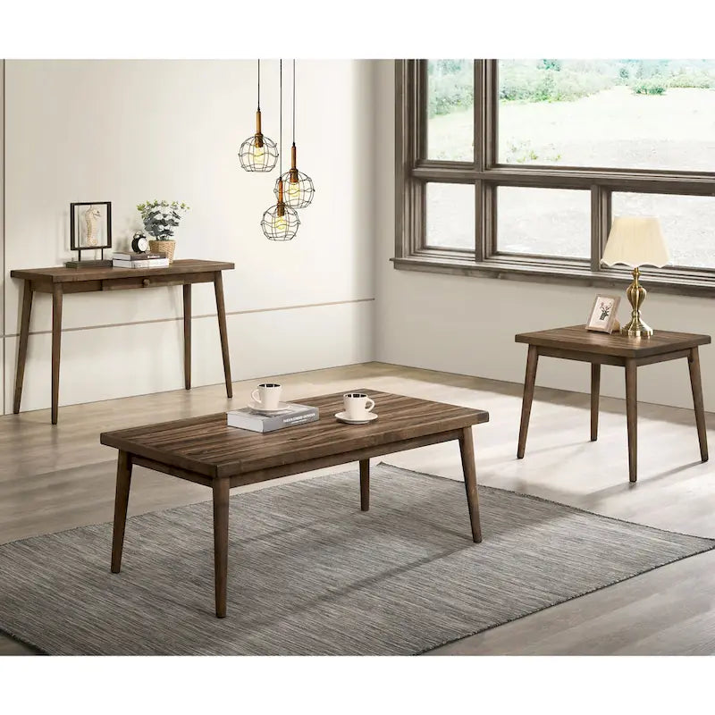Table d'appoint de 24 pouces en bois massif de noyer Abi Mid-Century de Furniture of America