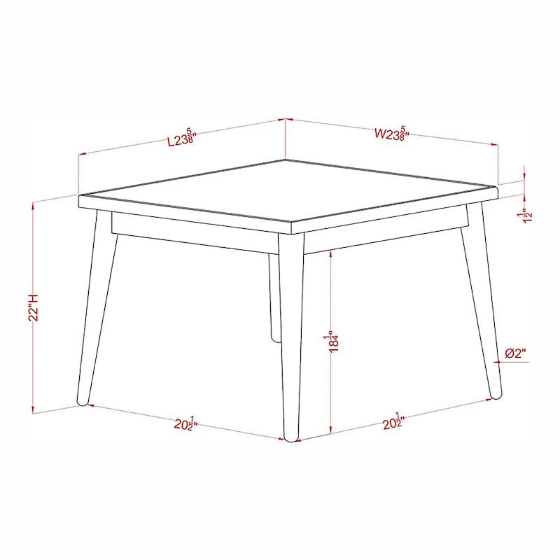 Table d'appoint de 24 pouces en bois massif de noyer Abi Mid-Century de Furniture of America