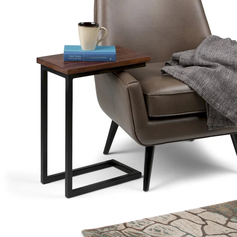 Rhonda Table d'appoint industrielle en métal massif en forme de C, 45,7 cm (L) x 25,4 cm (P) x 61 cm (H)