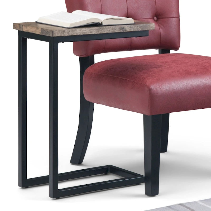 Rhonda Table d'appoint industrielle en métal massif en forme de C, 45,7 cm (L) x 25,4 cm (P) x 61 cm (H)