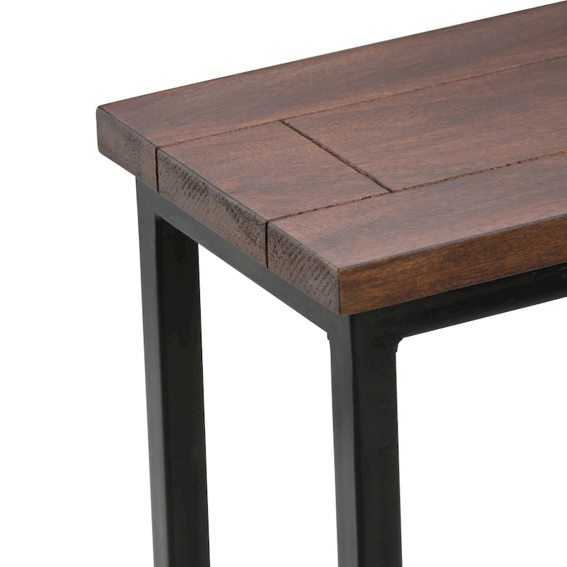 Rhonda Table d'appoint industrielle en métal massif en forme de C, 45,7 cm (L) x 25,4 cm (P) x 61 cm (H)